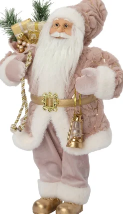 Intratuin kerstfiguur Lykta kerstman roze / goud 28 x 20 x 60 cm