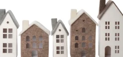 Intratuin kerstfiguur Mees huisje grijs / wit 8,5 x 8,5 x 19 cm