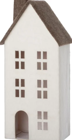 Intratuin kerstfiguur Mees huisje bruin / wit 14 x 9,5 x 30 cm