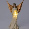 Intratuin kerstfiguur Melinda kerstengel wit / goud met verlichting 15,5 x 10,5 x 30 cm
