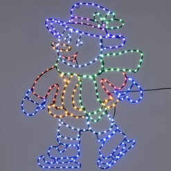 Intratuin kerstfiguur Nalvi sneeuwpop schaatsend met verlichting 51 x 0,3 x 70 cm