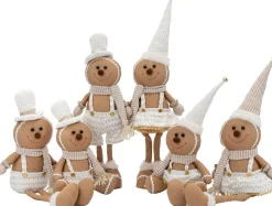 Intratuin kerstfiguur Nilo gemberkoekpop muts zittend beige 22 x 14 x 33 cm