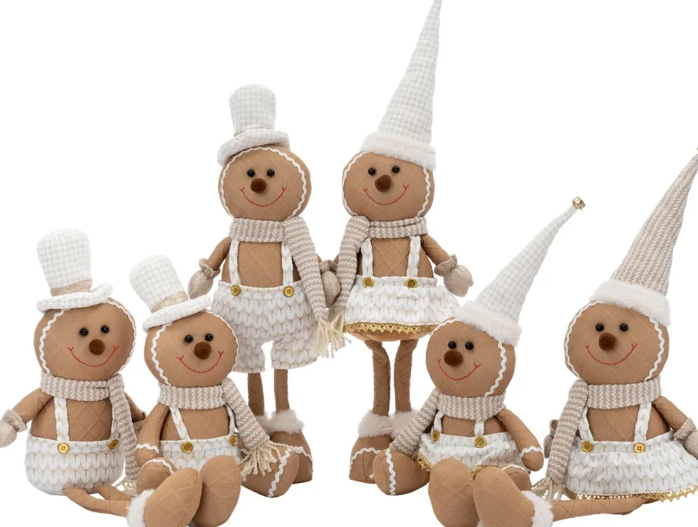 Intratuin kerstfiguur Nilo gemberkoekpop muts zittend beige 22 x 14 x 33 cm