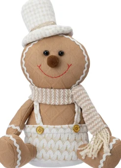 Intratuin kerstfiguur Nilo gemberkoekpop hoed zittend beige 22 x 14 x 33 cm