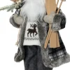 Intratuin kerstfiguur Noël kerstman met skies grijs 22,5 x 12,5 x 45,5 cm