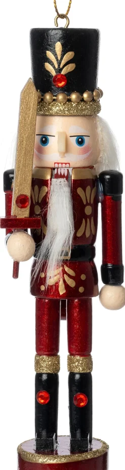 Intratuin kerstfiguur notenkraker zwaard beige / goud 4,5 x 4 x 15 cm