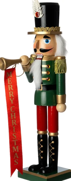 Intratuin kerstfiguur notenkraker groen / rood / goud 9,5 x 8,1 x 38 cm