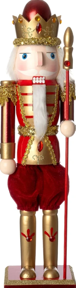 Intratuin kerstfiguur notenkraker rood / goud 10 x 8 x 39 cm