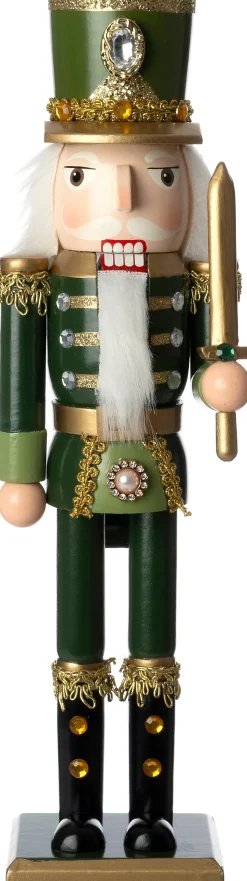 Intratuin kerstfiguur notenkraker blauw / goud 10 x 8 x 38 cm