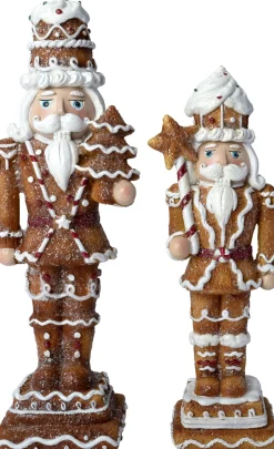 Intratuin kerstfiguur notenkraker bruin / wit 9,5 x 8 x 27,5 cm