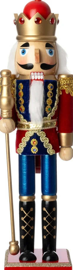 Intratuin kerstfiguur notenkraker rood / blauw / goud 9,1 x 8,1 x 38 cm