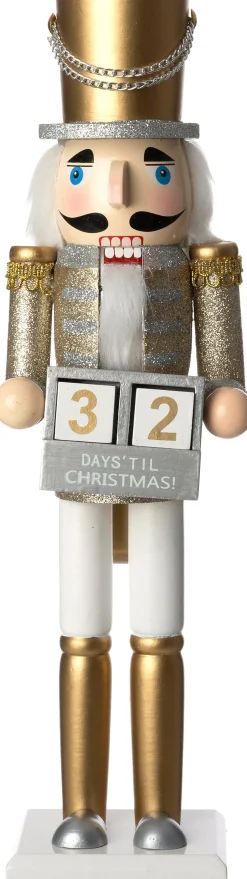Intratuin kerstfiguur notenkraker goud / zilver / wit 9,7 x 8,1 x 38 cm
