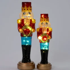 Intratuin kerstfiguur notenkraker rood / blauw met verlichting D 7 H 28 cm