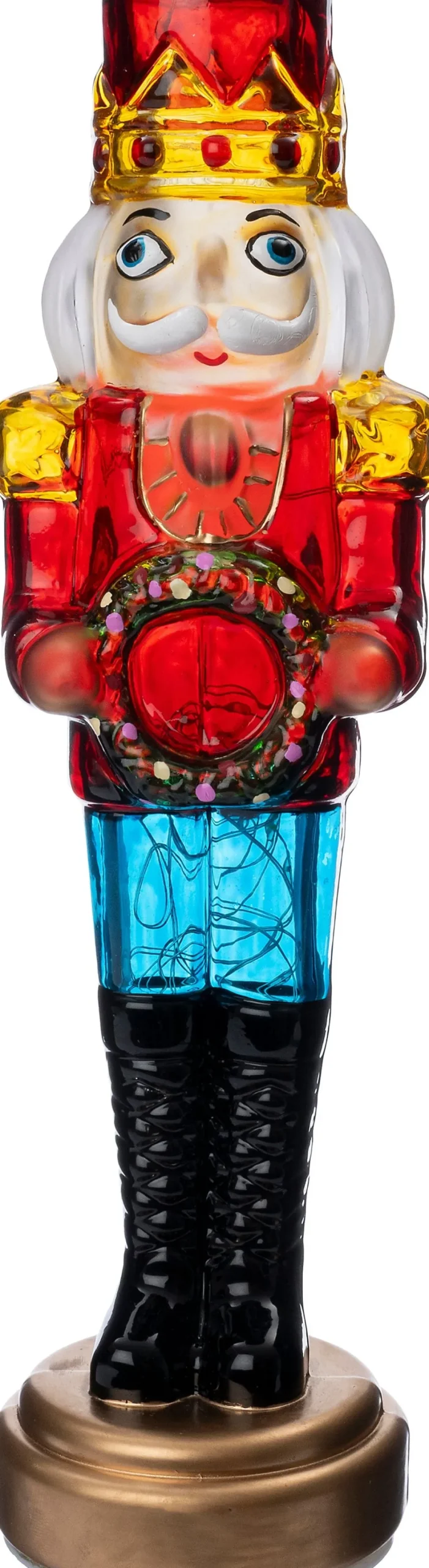 Intratuin kerstfiguur notenkraker rood / blauw met verlichting D 7 H 28 cm
