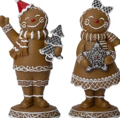 Intratuin kerstfiguur Petra gemberkoekman bruin / wit 7,5 x 5,3 x 16,5 cm