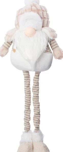Intratuin kerstfiguur Pimbol gnoom beige / wit 27 x 17 x 80 cm