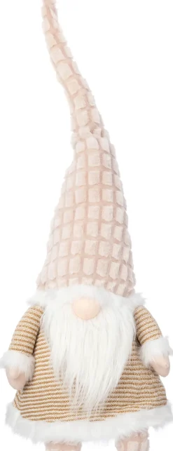 Intratuin kerstfiguur Pimbol gnoom beige / wit 33 x 25 x 98 cm