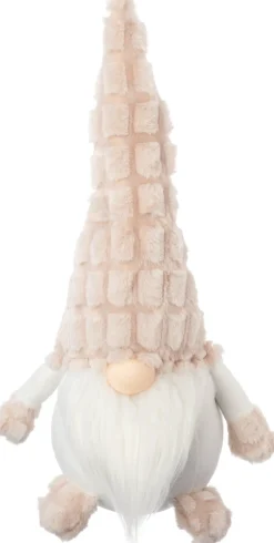 Intratuin kerstfiguur Pimbol gnoom beige / wit 25 x 17 x 45 cm