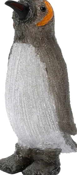 Intratuin kerstfiguur pinguin grijs met verlichting 18 x 17 x 34 cm