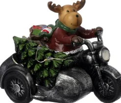 Intratuin kerstfiguur rendier op motor met verlichting 12 x 8 x 9 cm