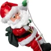 Intratuin kerstfiguur Rippu kerstman ladder rood / wit met verlichting 17 x 25 x 100 cm