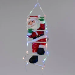 Intratuin kerstfiguur Rippu kerstman ladder rood / wit met verlichting 17 x 25 x 100 cm