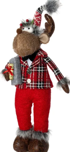 Intratuin kerstfiguur Robin rendier man bruin / rood 20 x 13 x 58 cm