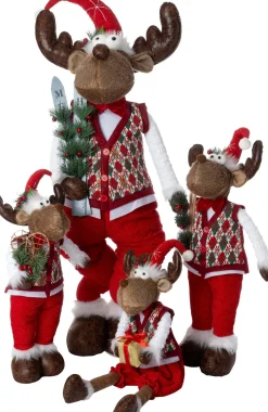 Intratuin kerstfiguur Robin rendier bruin / rood 20 x 14 x 64 cm