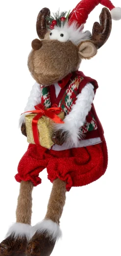 Intratuin kerstfiguur Robin rendier bruin / rood 20 x 14 x 64 cm