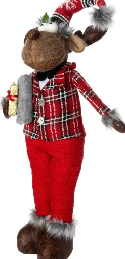 Intratuin kerstfiguur Robin rendier man bruin / rood 23 x 18 x 80 cm