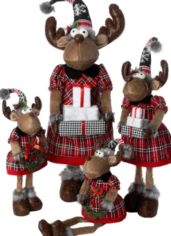 Intratuin kerstfiguur Robin rendier vrouw bruin / rood 20 x 14 x 64 cm