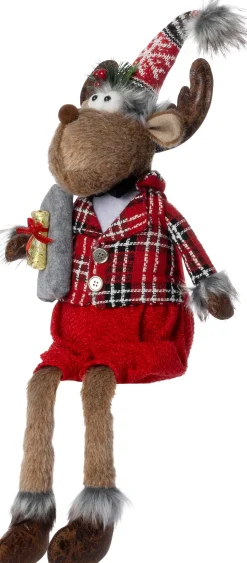 Intratuin kerstfiguur Robin rendier man bruin / rood 20 x 14 x 64 cm