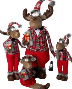 Intratuin kerstfiguur Robin rendier man bruin / rood 20 x 14 x 64 cm