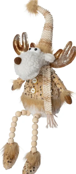 Intratuin kerstfiguur Ruben rendier wit / goud 19 x 12 x 53 cm