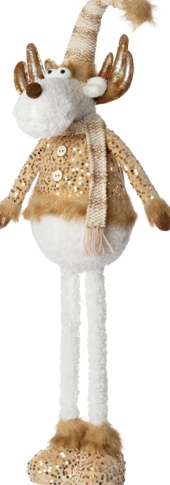 Intratuin kerstfiguur Ruben rendier wit / goud 40 x 35 x 150 cm
