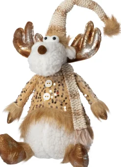Intratuin kerstfiguur Ruben rendier wit / goud 22 x 15 x 51 cm