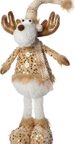 Intratuin kerstfiguur Ruben rendier wit / goud 20 x 14 x 56 cm