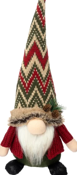 Intratuin kerstfiguur Ruvo gnoom kerstman rood / bruin 18 x 9 x 38 cm