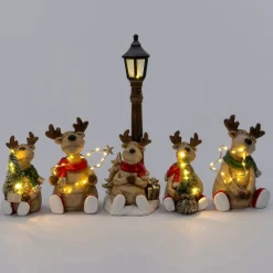 Intratuin kerstfiguur Serfa rendier bruin met verlichting 9,7 x 11 x 16,2 cm
