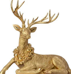 Intratuin kerstfiguur Shawly rendier liggend goud 75 x 38 x 72 cm