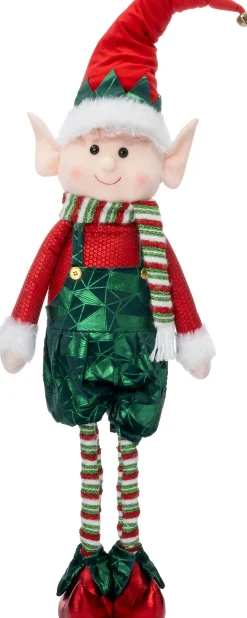 Intratuin kerstfiguur Sira elf broek groen / rood 18 x 8 x 60 cm