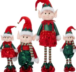 Intratuin kerstfiguur Sira elf broek groen / rood 18 x 8 x 60 cm