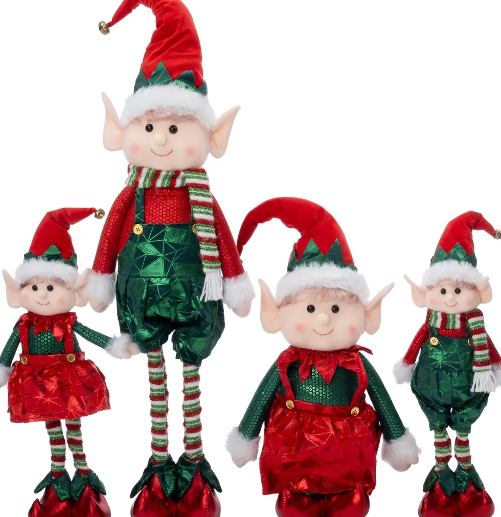Intratuin kerstfiguur Sira elf broek groen / rood 28 x 13 x 103 cm
