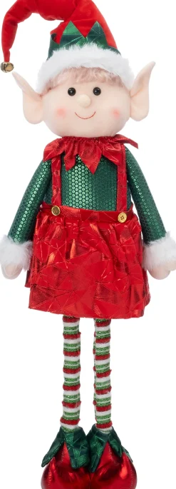 Intratuin kerstfiguur Sira elf rok groen / rood 28 x 13 x 103 cm