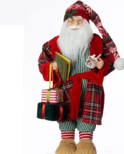 Intratuin kerstfiguur Sova kerstman rood / groen 28 x 20 x 60 cm