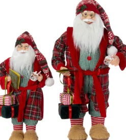 Intratuin kerstfiguur Sova kerstman rood / groen 28 x 20 x 60 cm
