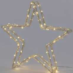 Intratuin kerstfiguur ster transparant met verlichting 31 x 5 x 29,5 cm