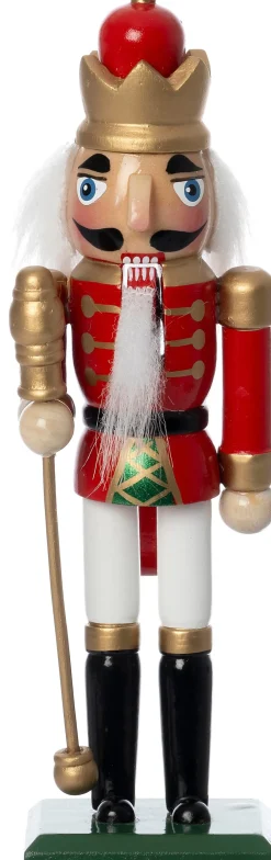 Intratuin kerstfiguur Sverre notenkraker goud / rood / wit 5 x 4,5 x 18 cm