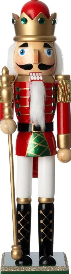 Intratuin kerstfiguur Sverre notenkraker goud / rood / wit 7 x 6 x 25 cm