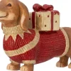 Intratuin kerstfiguur teckel cadeau rood / bruin 47 x 13,5 x 28 cm